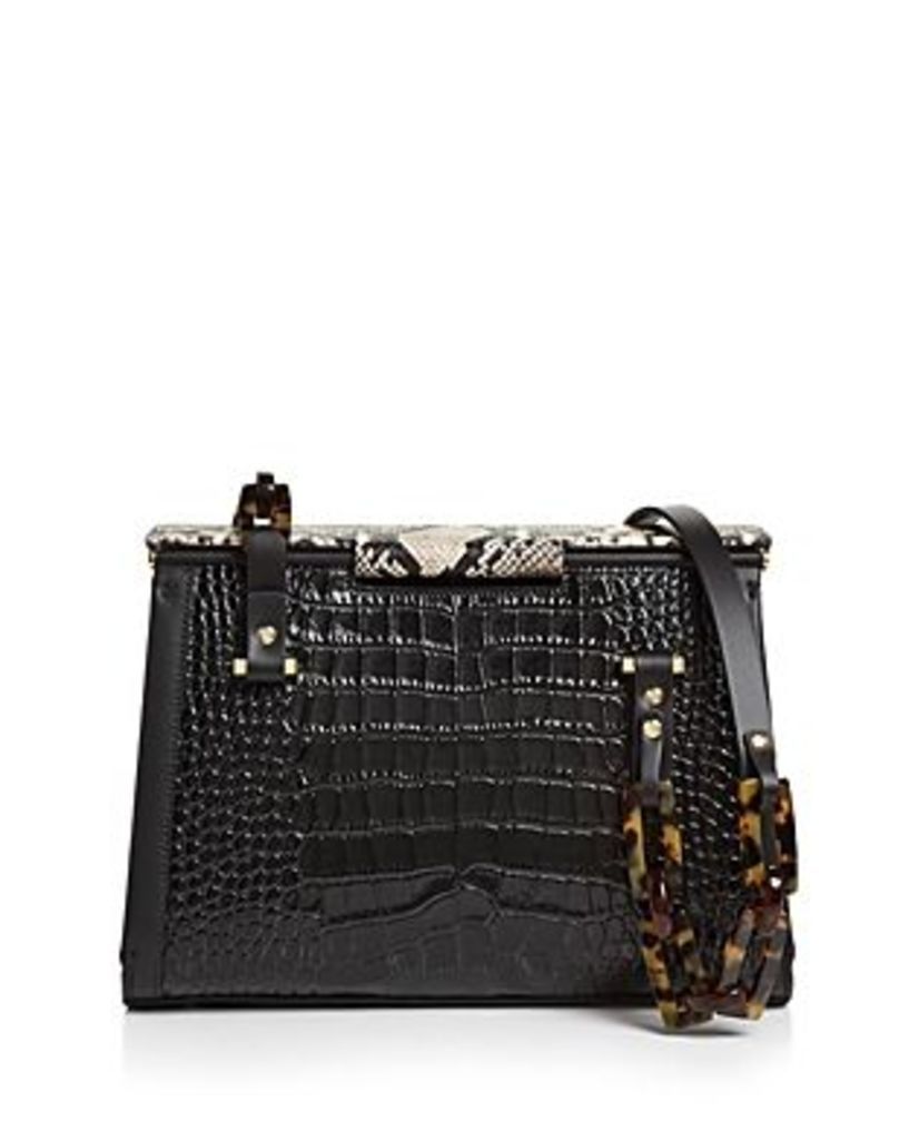 Olivia Croc-Embossed Shoulder Bag