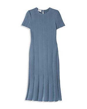 Pleated Short Sleeve Knit Dress