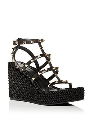 Women's Rockstud Torchon Cage Espadrille Wedge Sandals