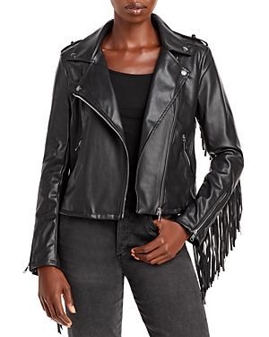 Faux Leather Fringe Moto Jacket - 100% Exclusive