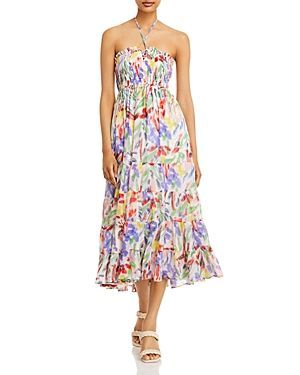 Brushstroke Floral Print Midi Dress - 100% Exclusive
