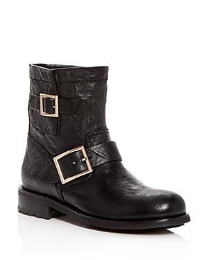 Women's Youth Leather Moto Boots
