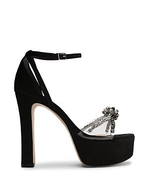 Women's Jayda Crystal Embellished Knotted Strap High Heel Platform Sandals