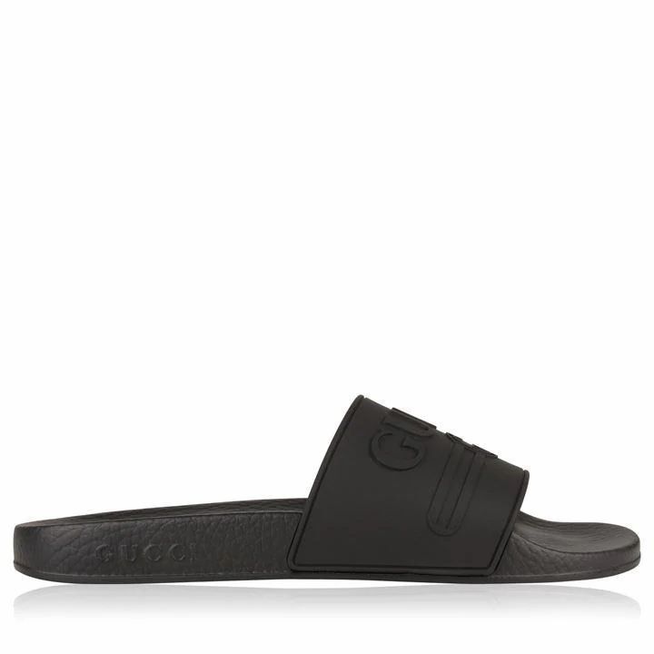 GUCCI Rubber Logo Slider Sandals - Black 1031