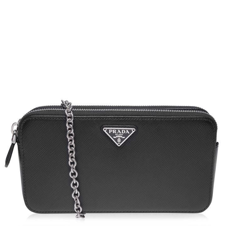 PRADA Saffiano Leather Mini Shoulder Bag - Black