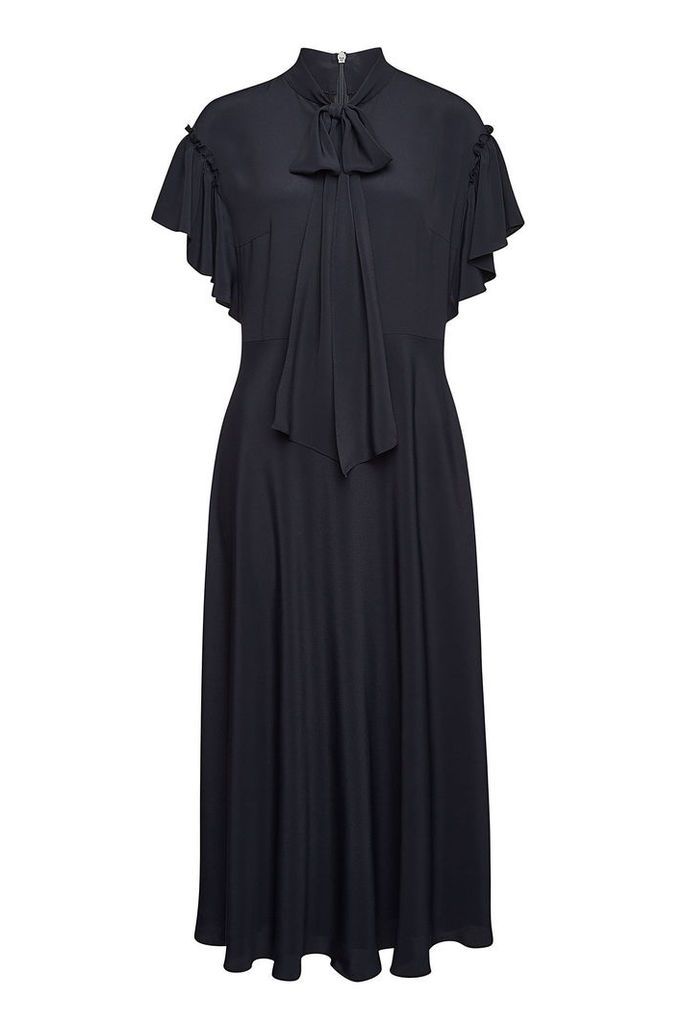 Escada Dehnia Silk-Blend Dress with Ruffles