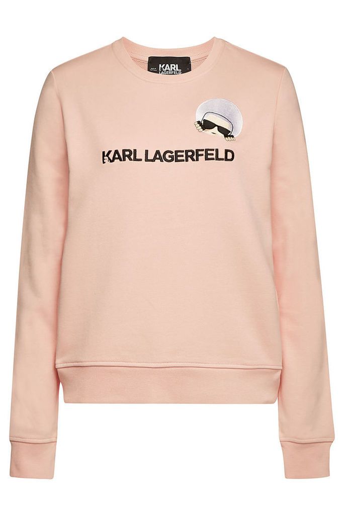 Karl Lagerfeld Karl Dots Ikonik Embroidered Cotton Sweatshirt
