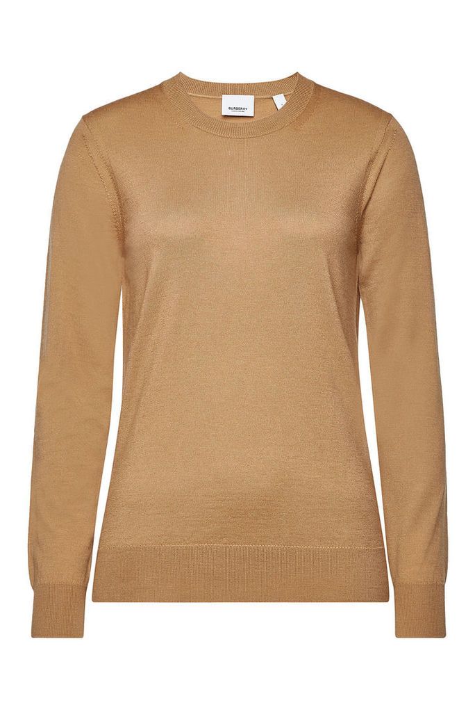 Burberry Bempton Merino Wool Pullover with Elbow Patches