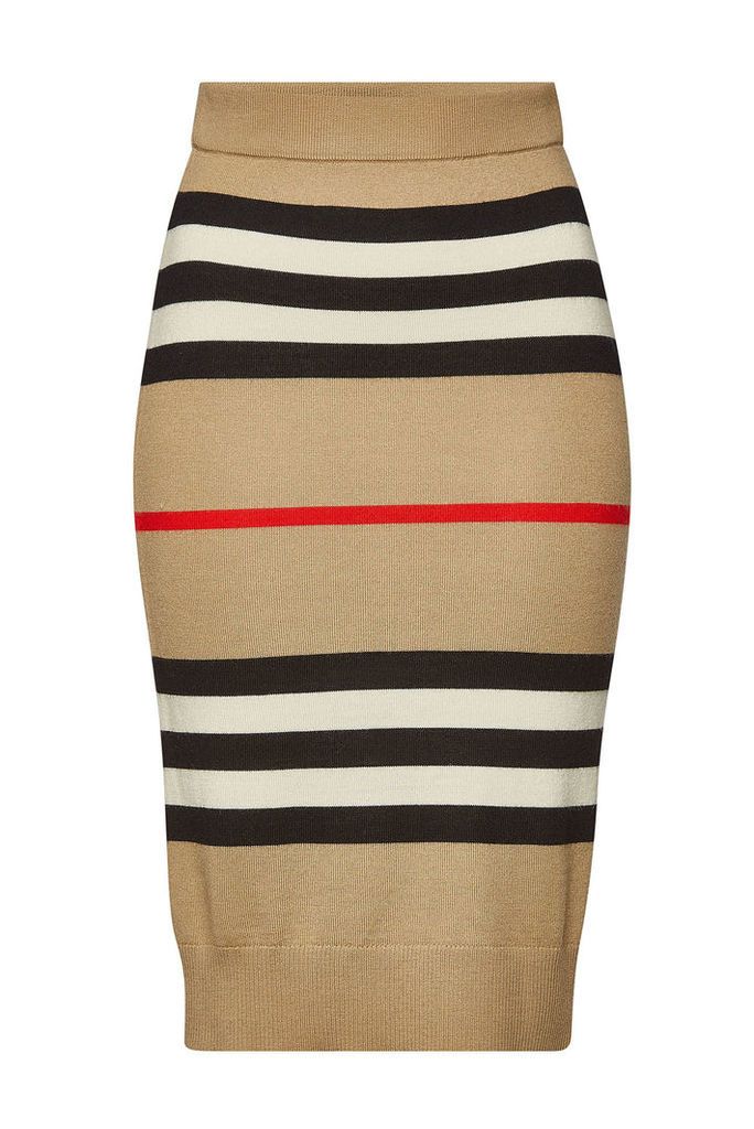 Burberry Kwando Striped Merino Wool Skirt