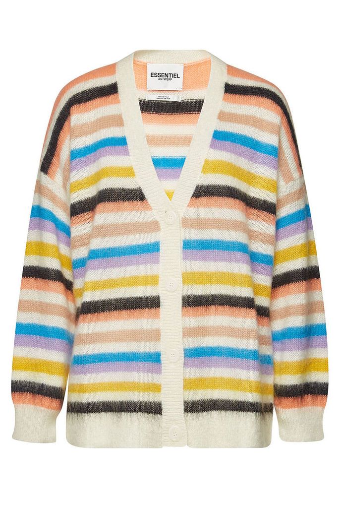 ESSENTIEL ANTWERP Striped Cardigan with Mohair and Wool