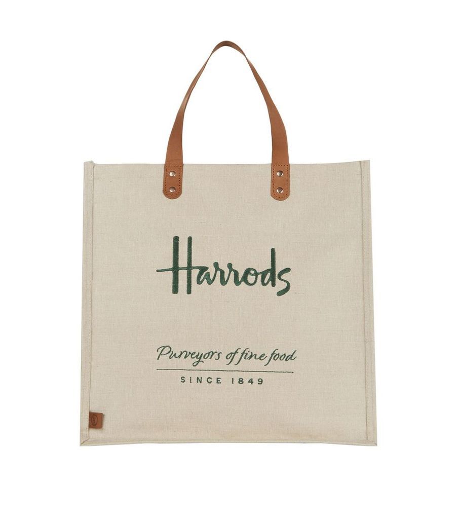 Embroidered Jute Grocery Shopper Bag