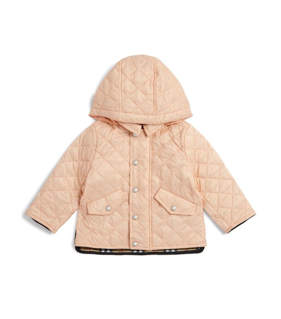 Quilted Check Hood Coat