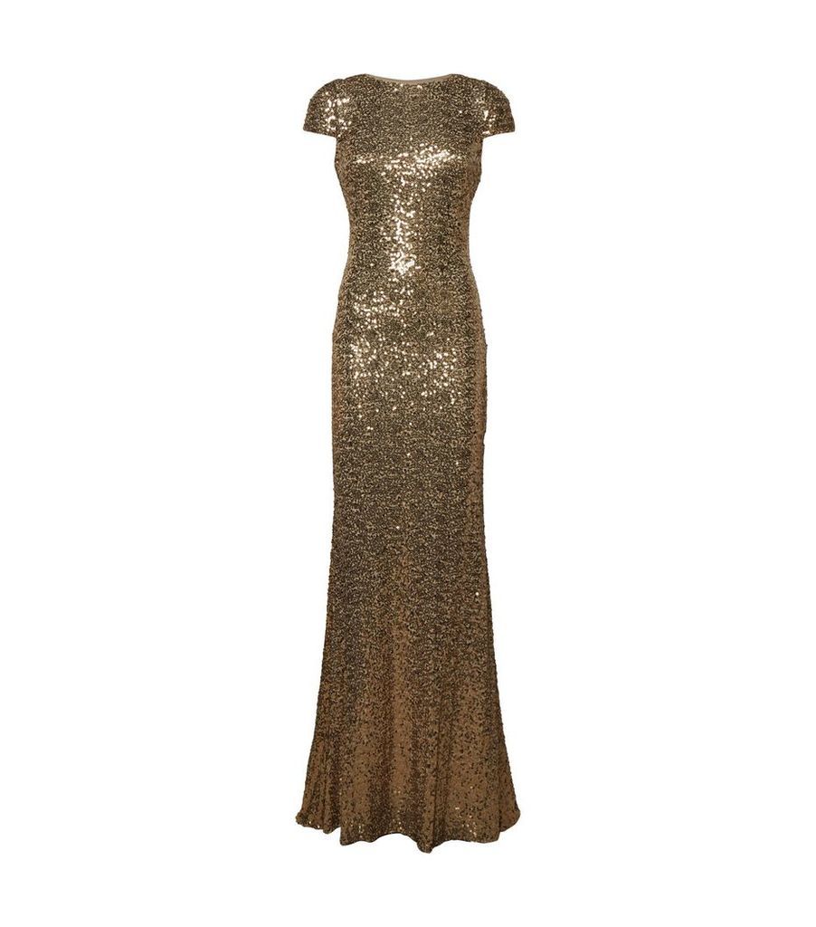 Cowl Back Sequin Gown