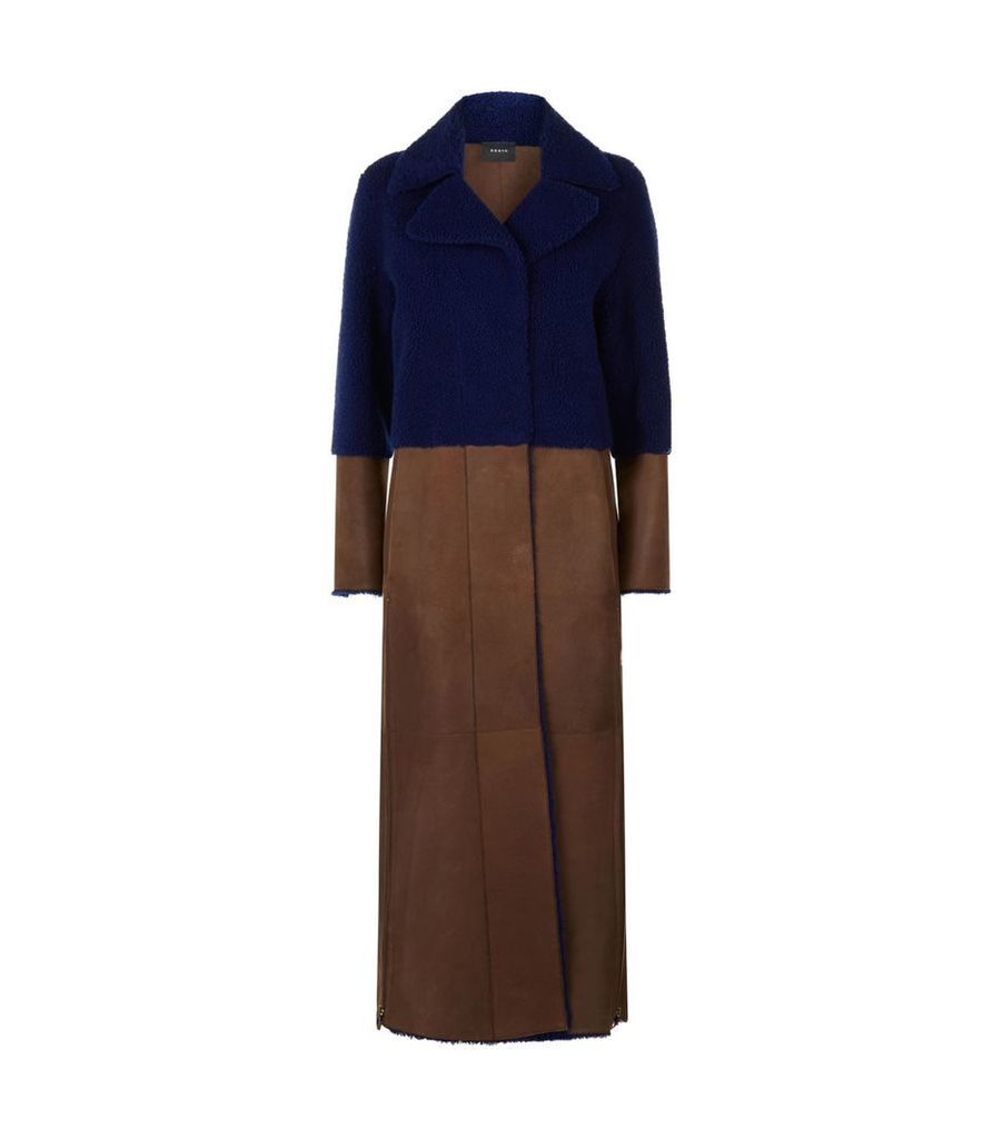 Trina Two-Tone Shearling Coat