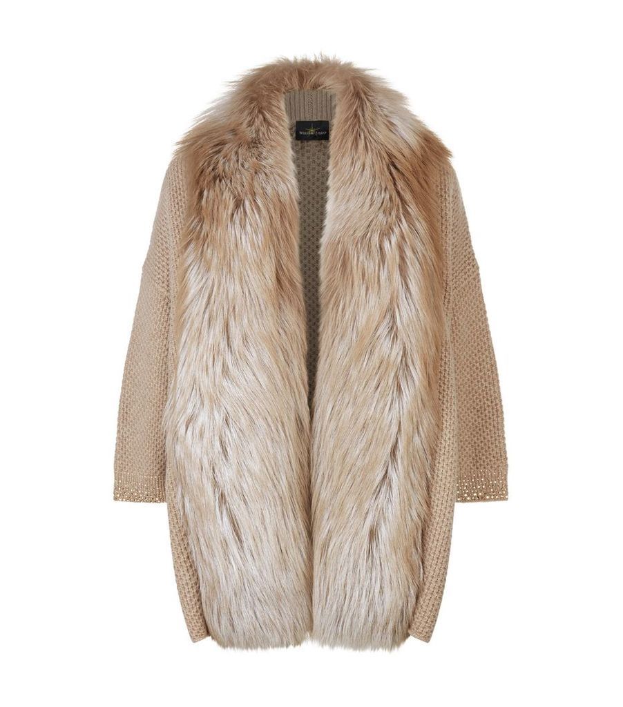 Embellished Fur Trim Cardigan