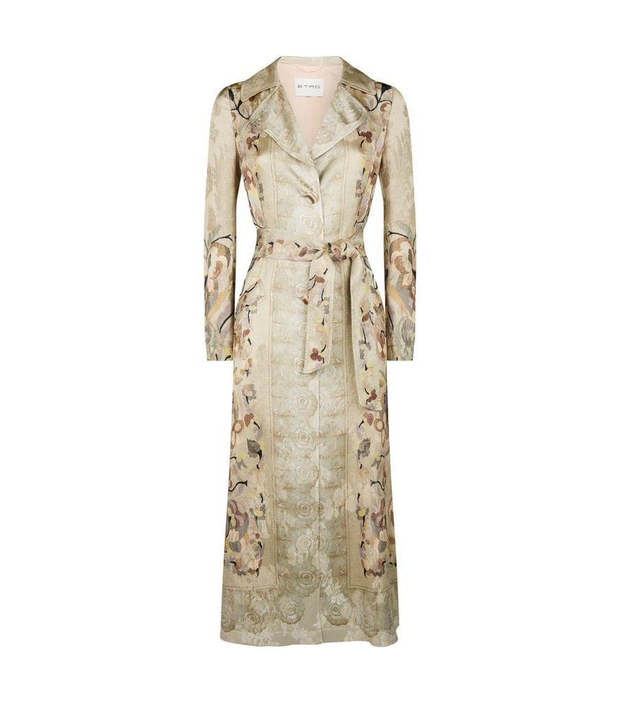 Floral Jacquard Trench Coat