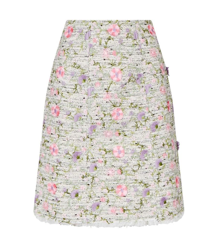 Embroidered Tweed Skirt