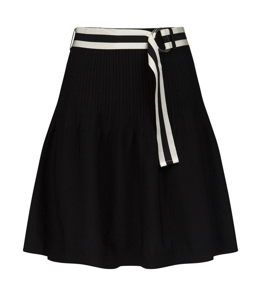 Belted Ribbed Skirt
