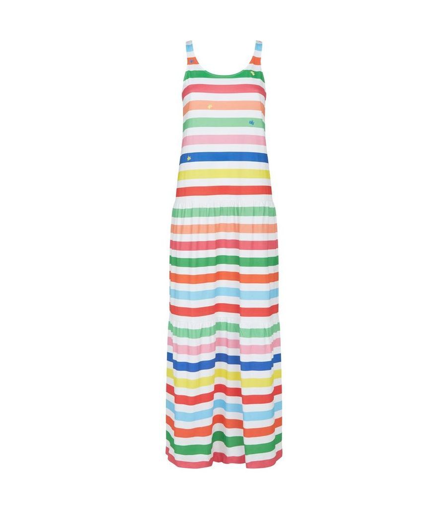 Cotton Embroidered Striped Dress