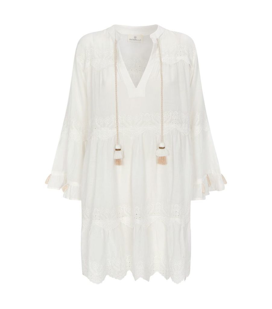 Embroidered Tiered Tunic Dress