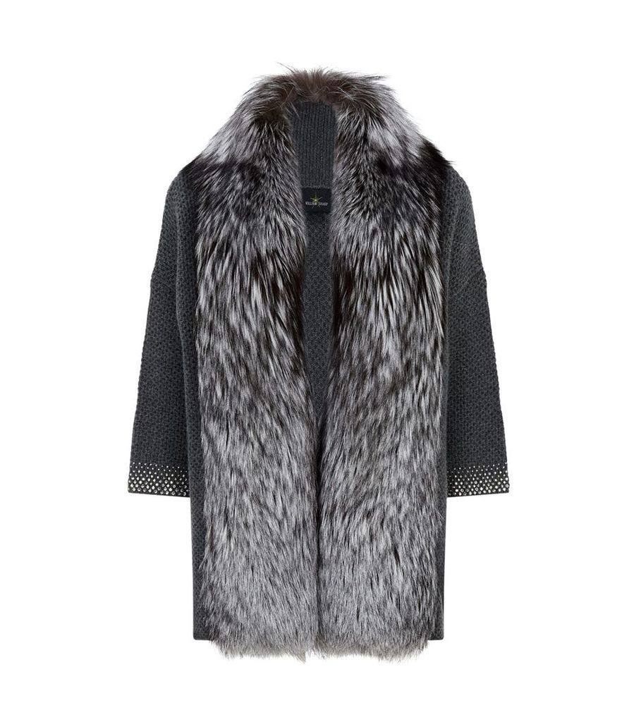Embellished Fur Trim Cardigan