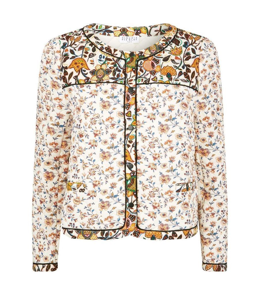 Quilted Floral Print Blazer