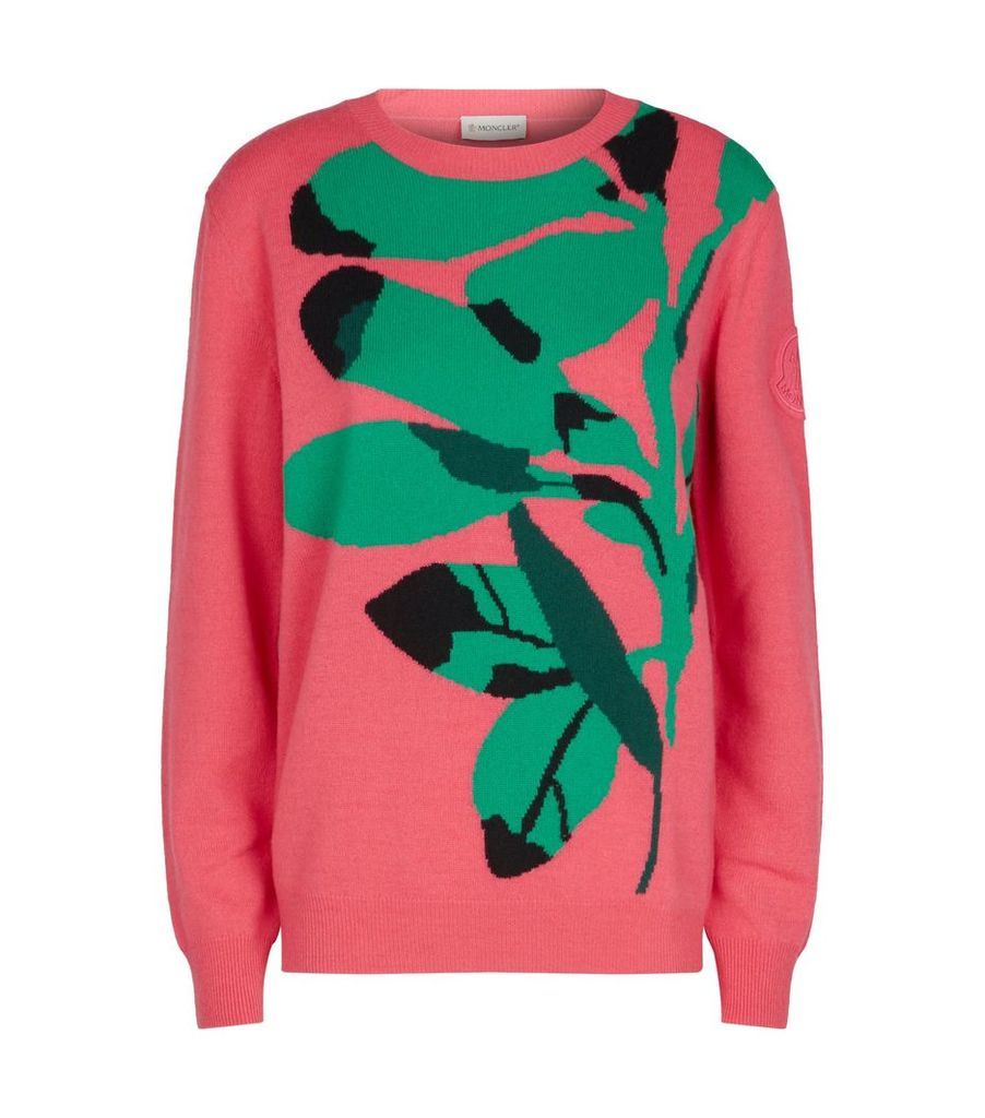 Wool-Cashmere Tropical Print Sweater