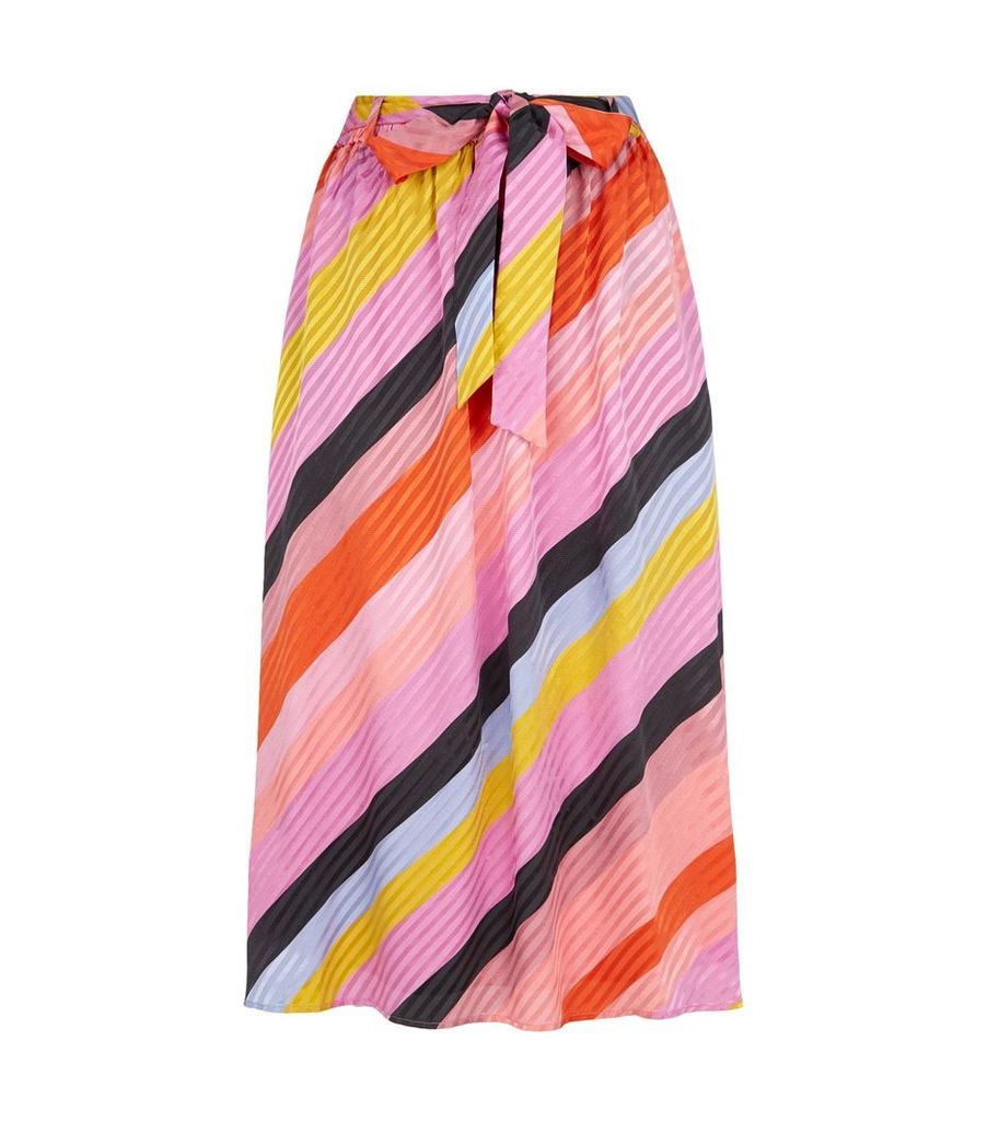 Audrey Silk Parallels Stripe Skirt
