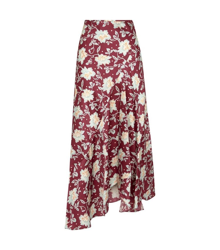 Silk Floral Midi Skirt