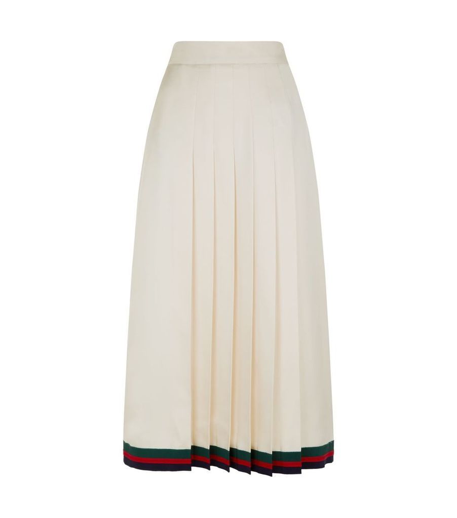Pleated Silk Midi Skirt
