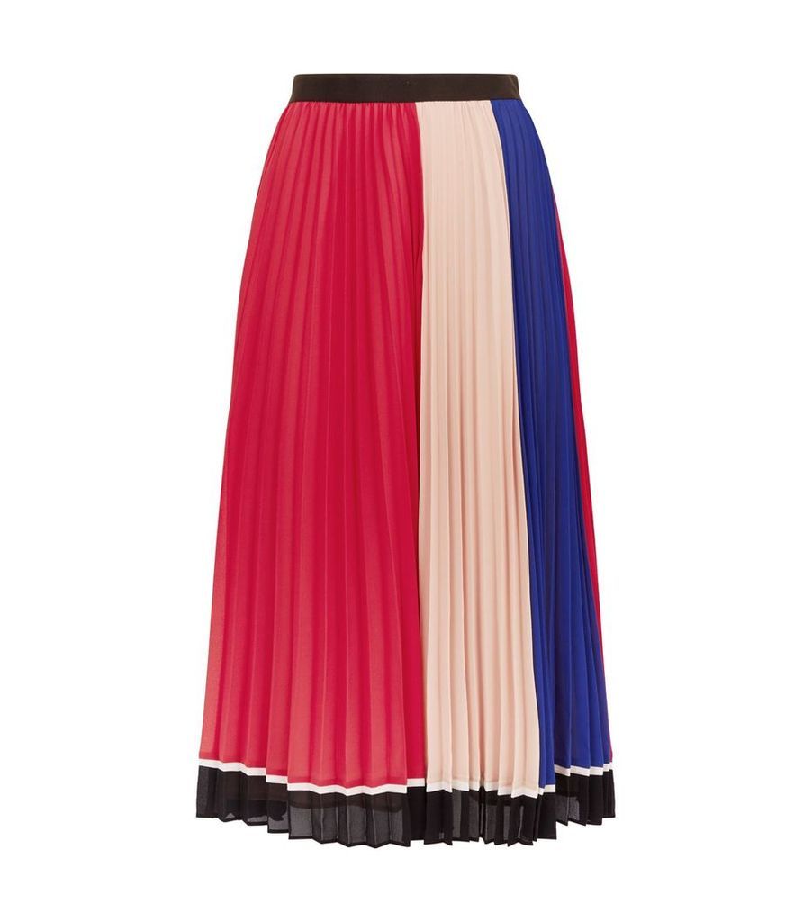 Colour Block Pleated Midi Skirt