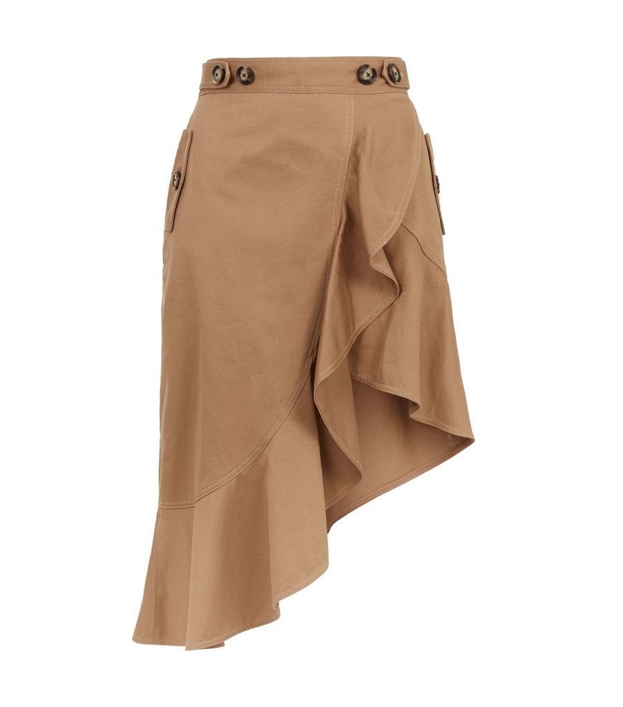 Flounced Asymmetric Canvas Skirt