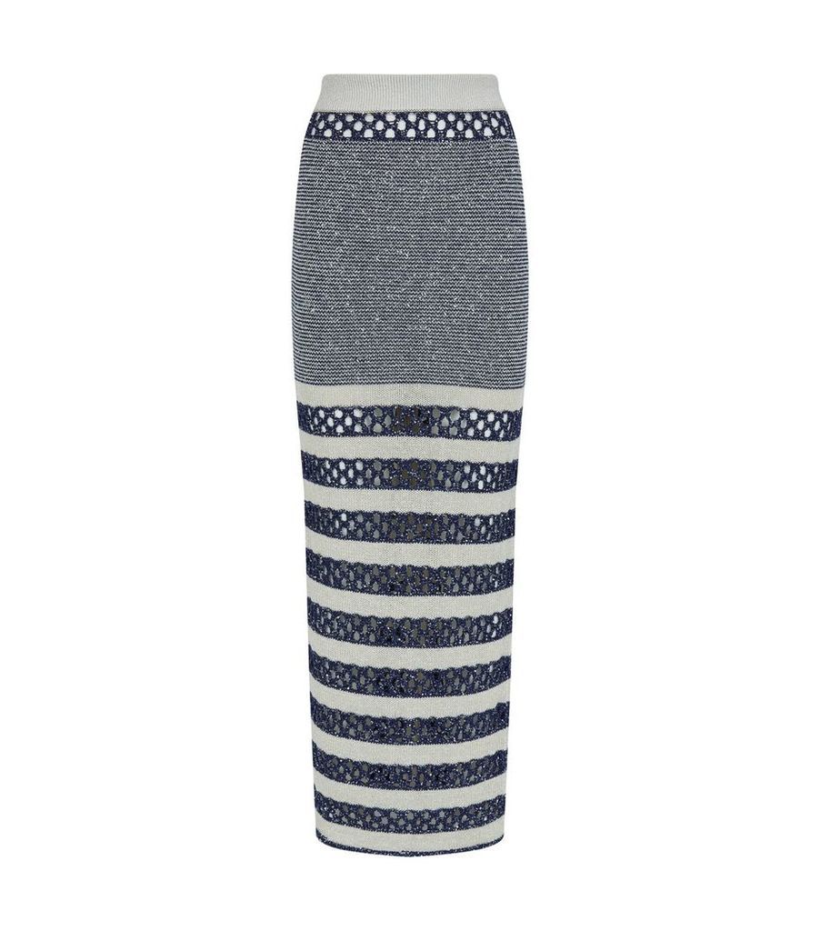 Sequin Mesh Stripe Skirt