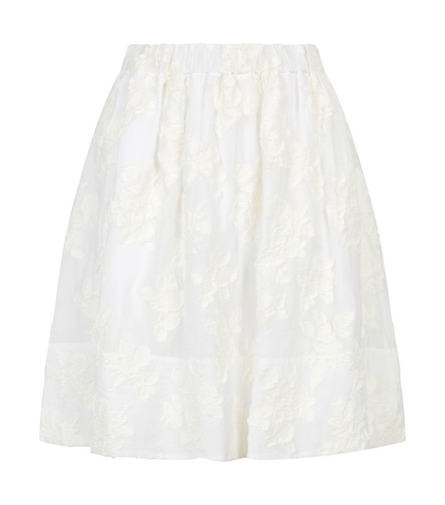 Textured Floral Gathered Skirt