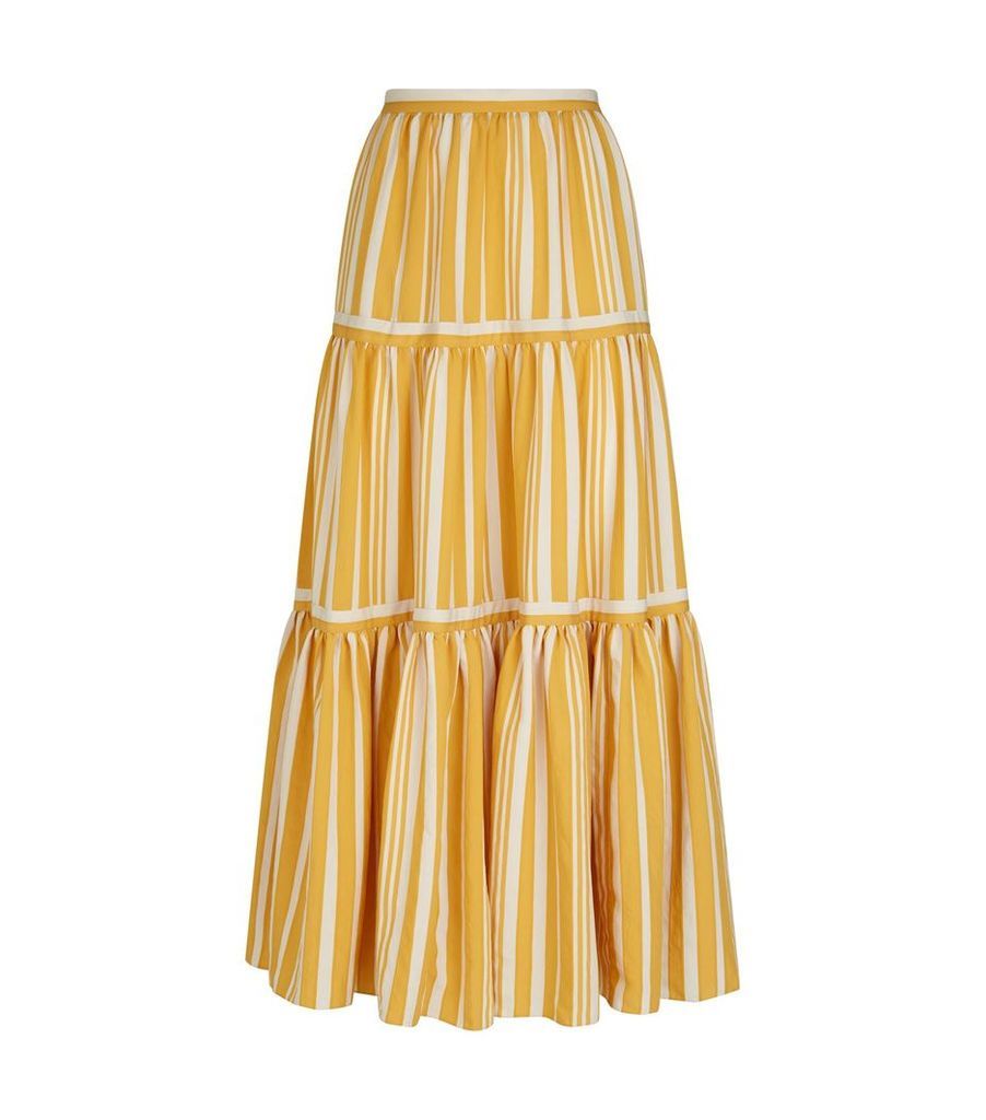 Tiered Stripe Midi Skirt