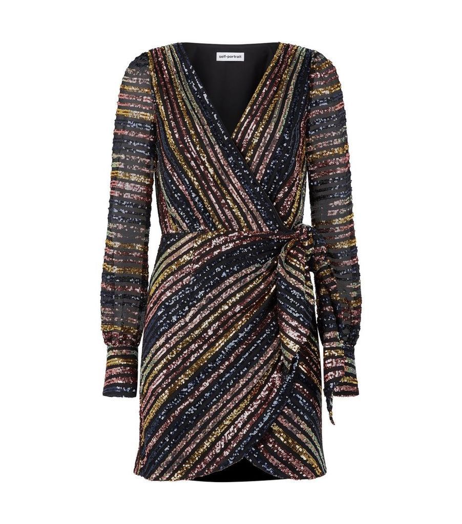 Striped Sequin Wrap Dress