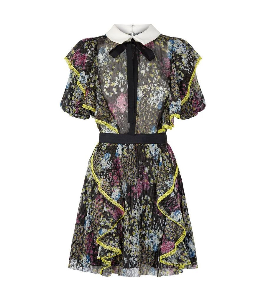 Floral Plissé Mini Dress