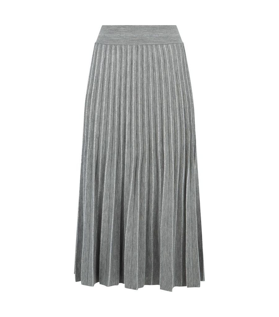 Pleated Metallic Thread Skirt