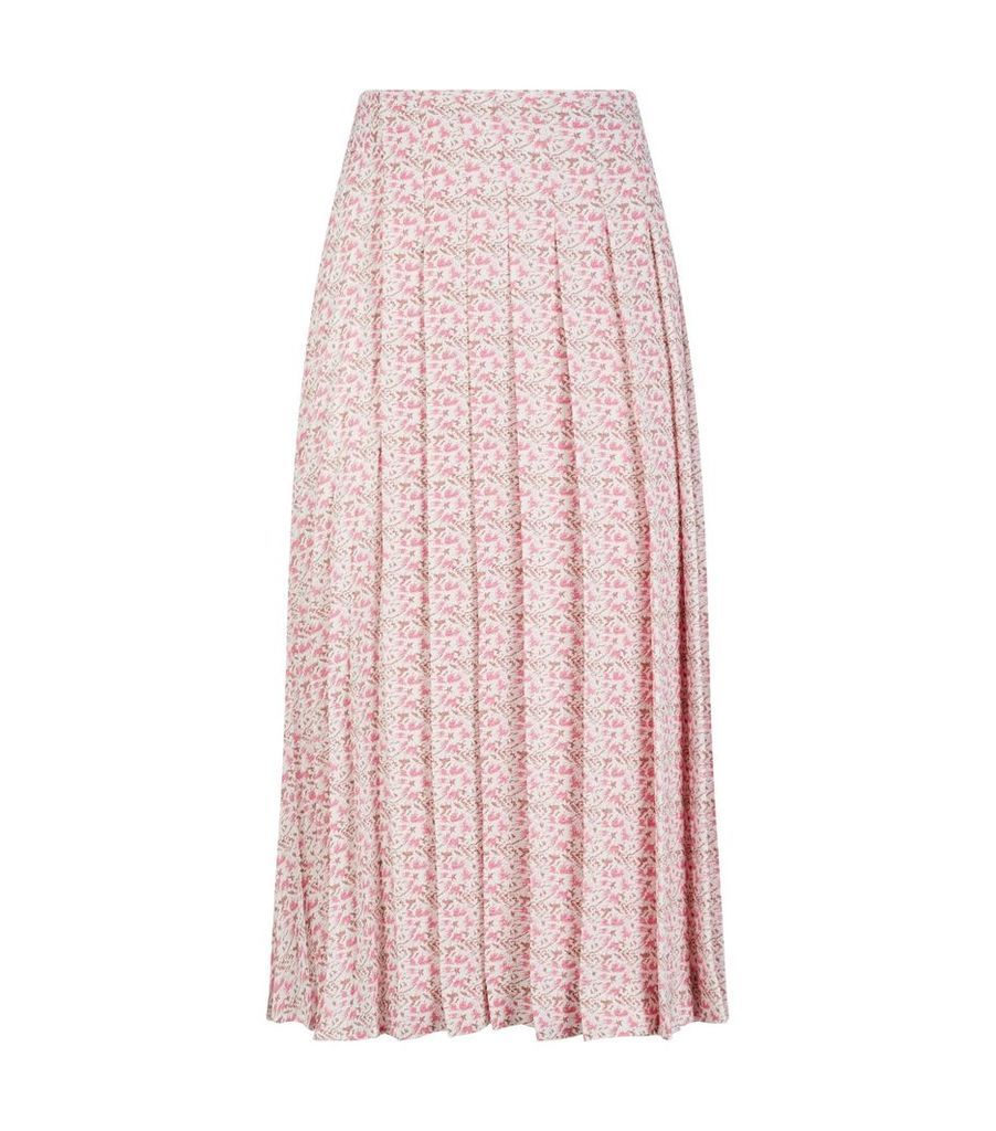 Jacquard Pleated Midi Skirt