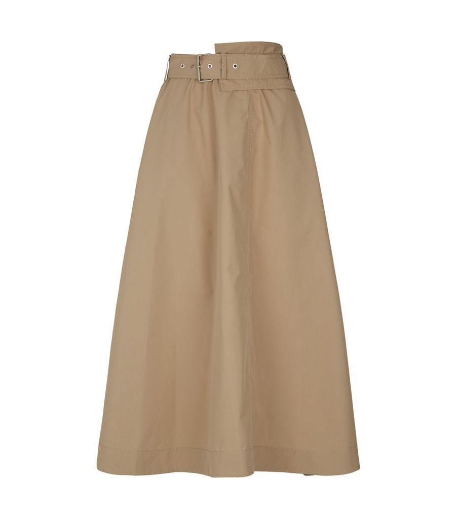 High-Waist Belted Asymmetric Hem Skirt
