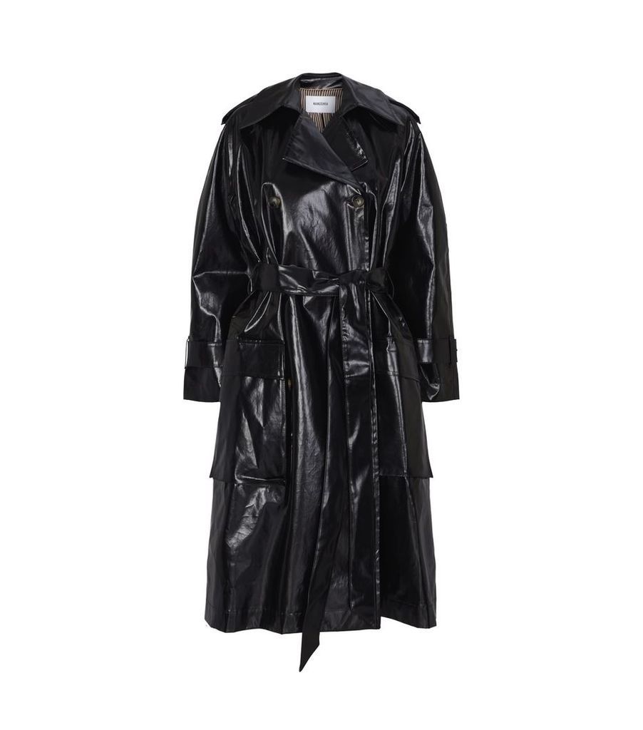 Ambar Faux Patent Leather Trench Coat