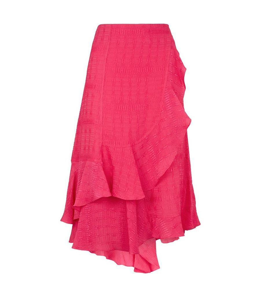 Asymmetric Frill-Hem Midi Skirt