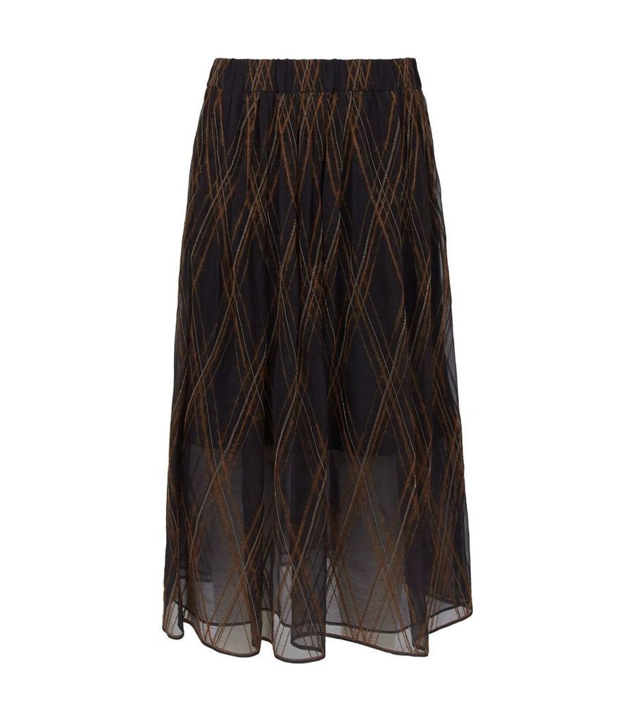 Silk Beaded Midi Skirt