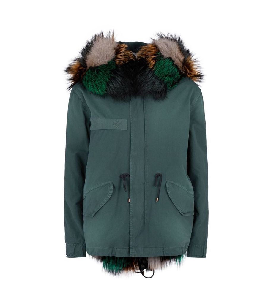 Fox Fur-Lined Parka Coat