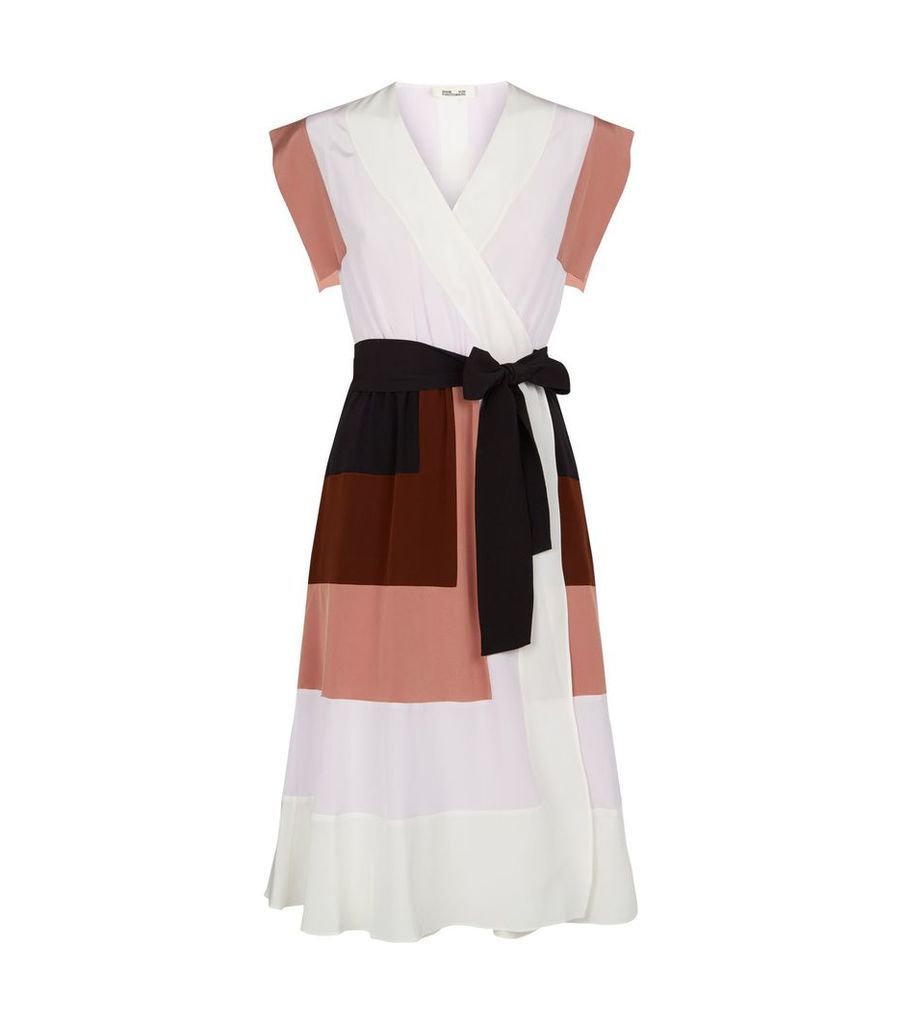 Silk Ingrid Colour-Block Wrap Dress