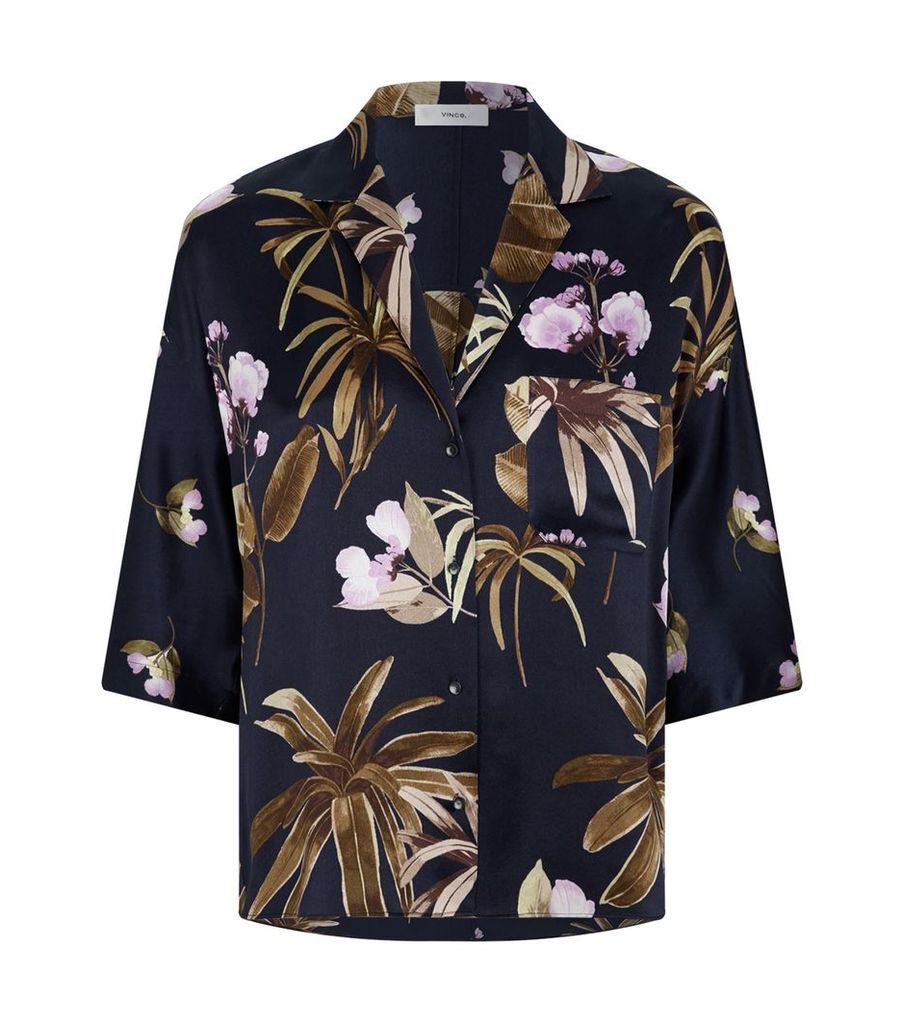 Silk Floral Collared Blouse