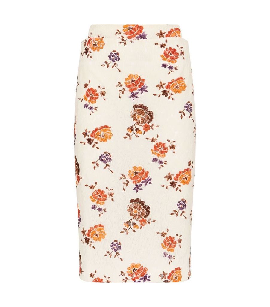 Floral Lace Pencil Skirt