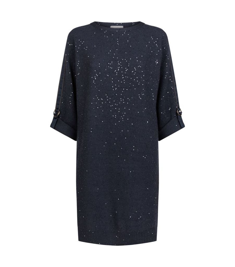 Sequin-Embellished Knit Dress