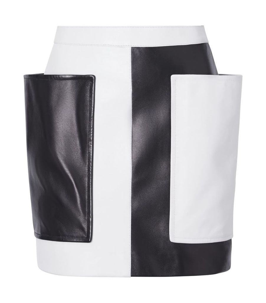 Leather Colour-Block Skirt