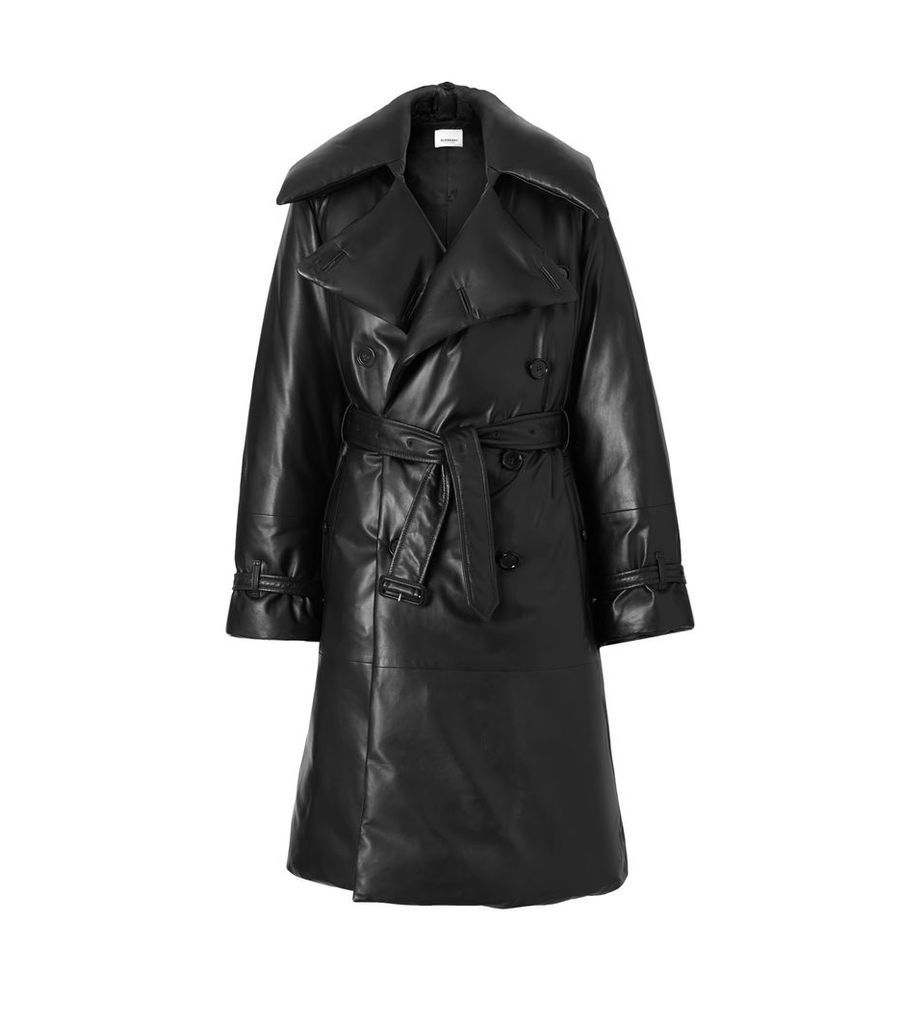 Leather Down Trench Coat